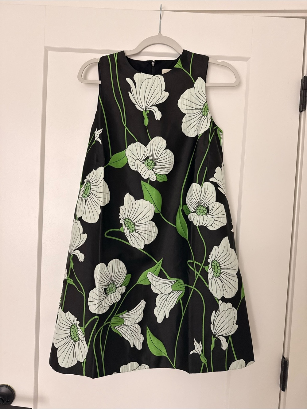 Tuckernuck Black Floral A-Line Dress with White and Green Blooms